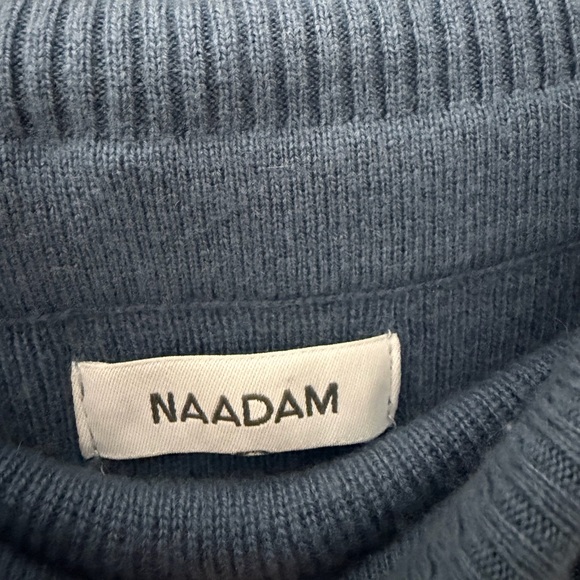 NAADAM Wool Cashmere Blend Off the Shoulder Midi Dress in Slate Blue Size XS - Picture 7 of 16